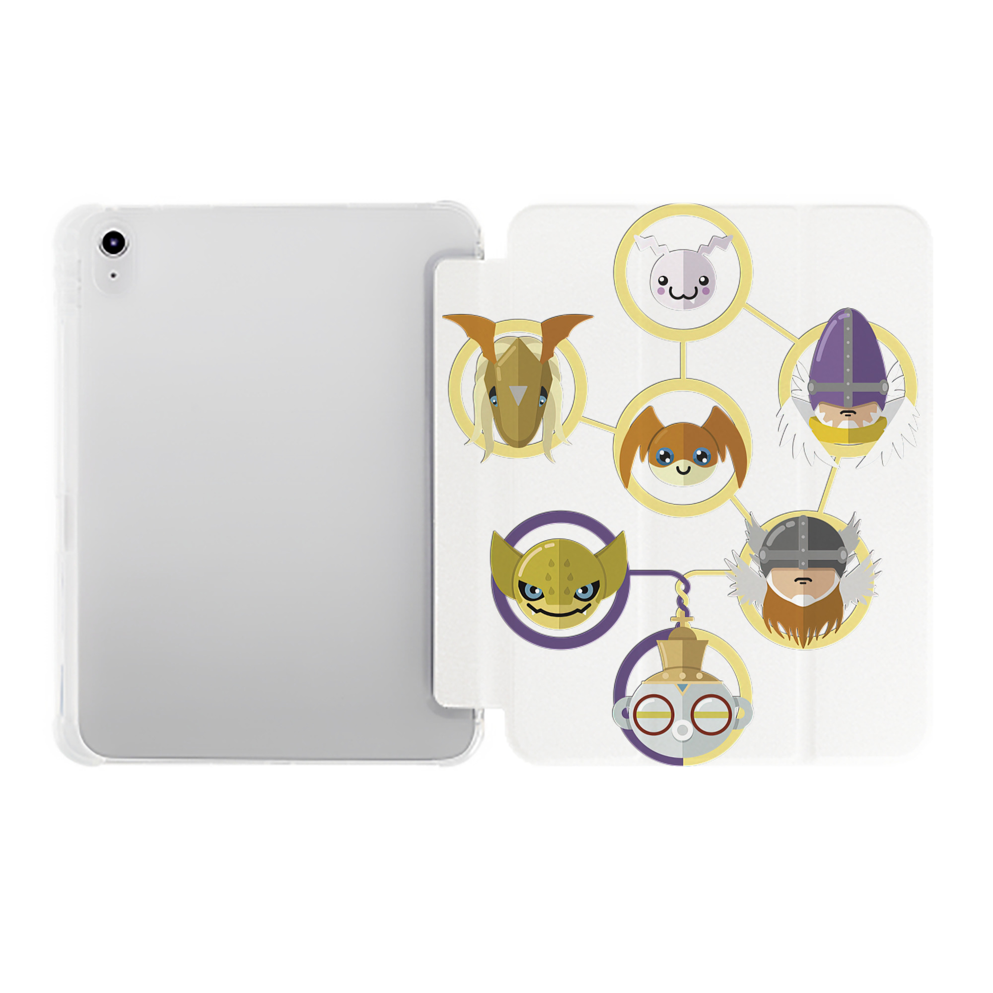 （画像用） Digimon デジタルモンスター/デジモン IPad ケース ペン収納付き 三つ折りスタンド PUレザー×シリコン 対応機種9.5/10.5/10.9インチ